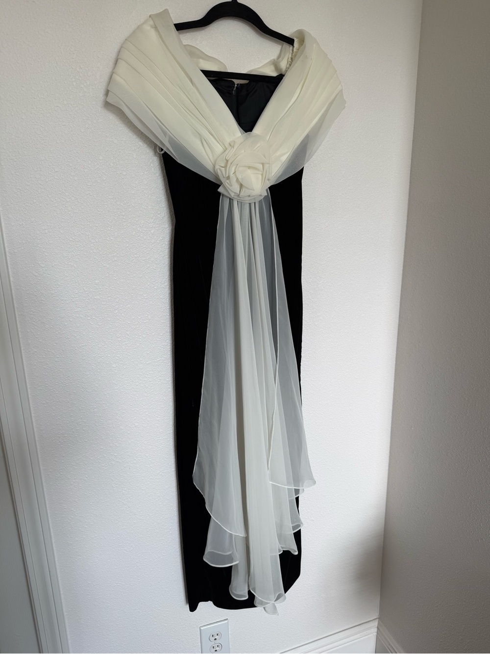 Vintage Jessica McClintock Black White Rosette Gown Prom Formal 4 - Picture 4 of 10